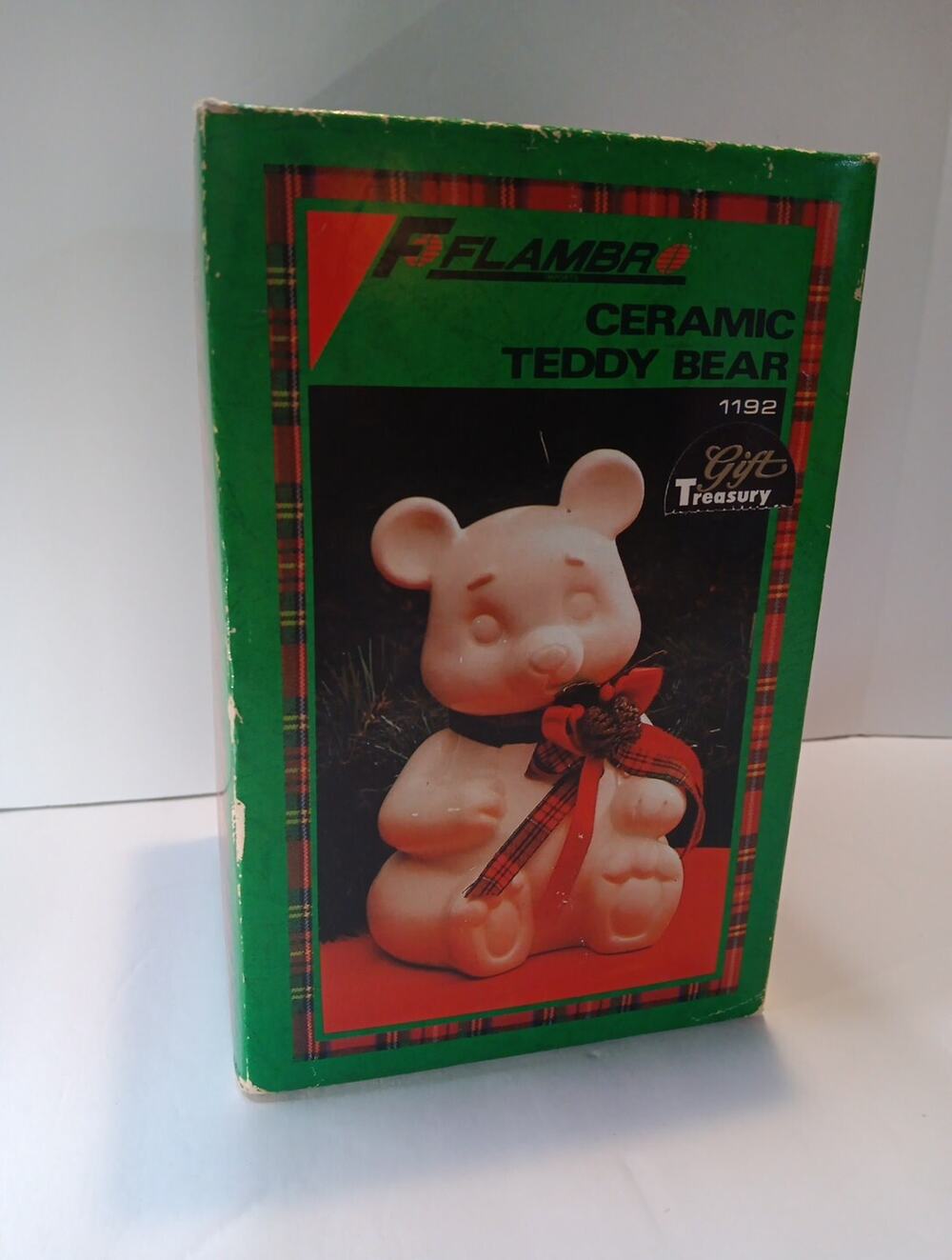 Vintage Flambro Ceramic Holiday Christmas Teddy Bear 1988